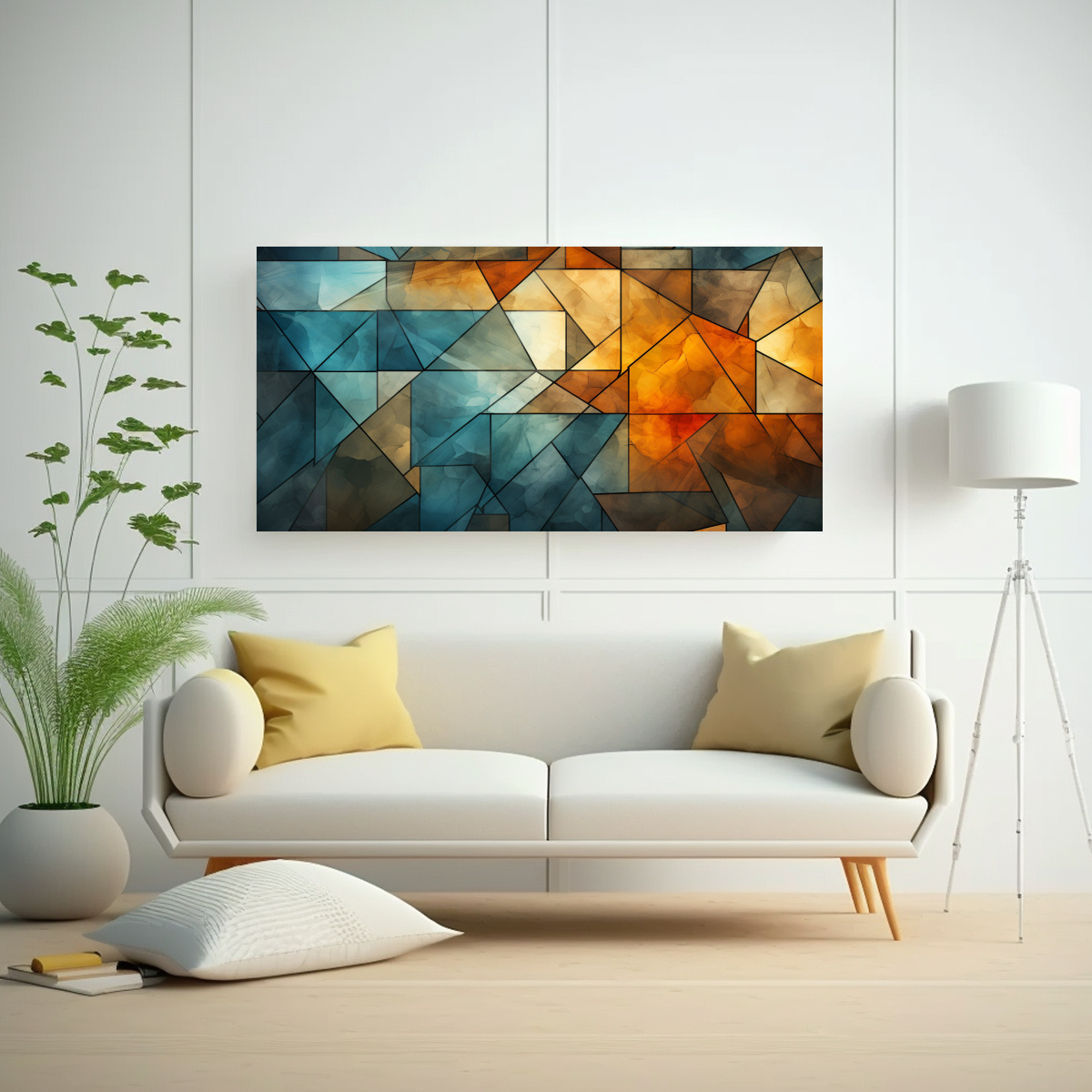 ARTE DE PARED IMPRESO MURAL CON TRAPEZOIDES CREANDO UN EFECTO DIFUMINADO Y DESVANECIDO 140X70CM - 2