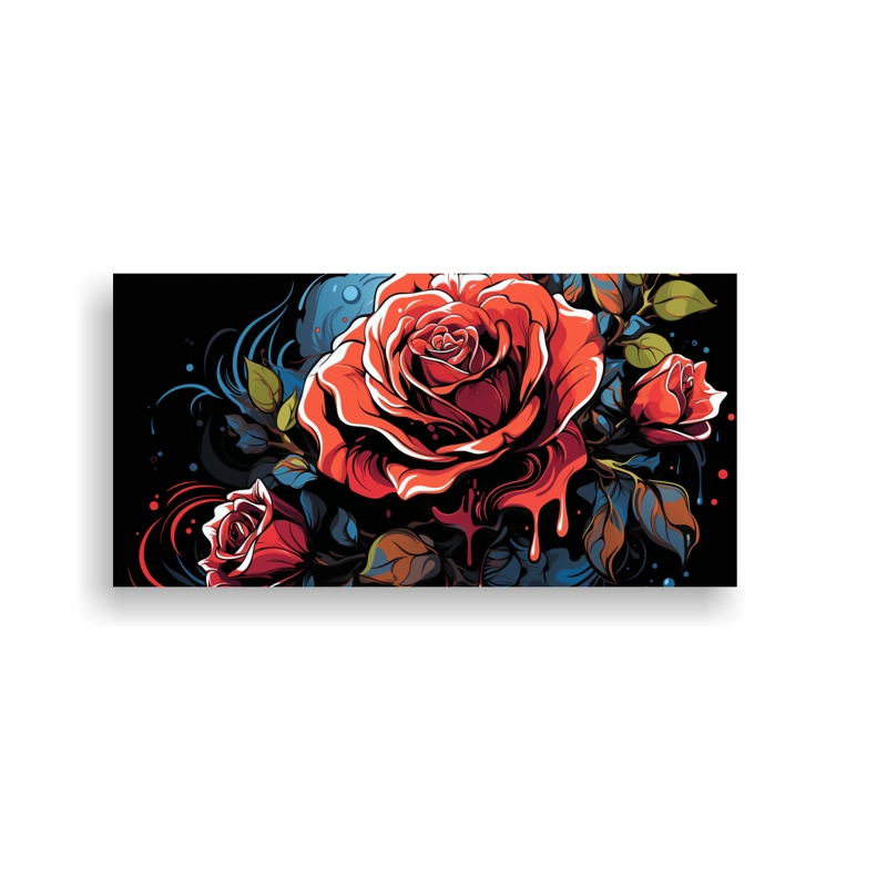 CUADRO TELA SUBLIMADA DISEÑO DE UNA ROSA ESTILO GRAFFITI MULTICOLOR PARA DECORACIÓN DE P 120X60CM - 1