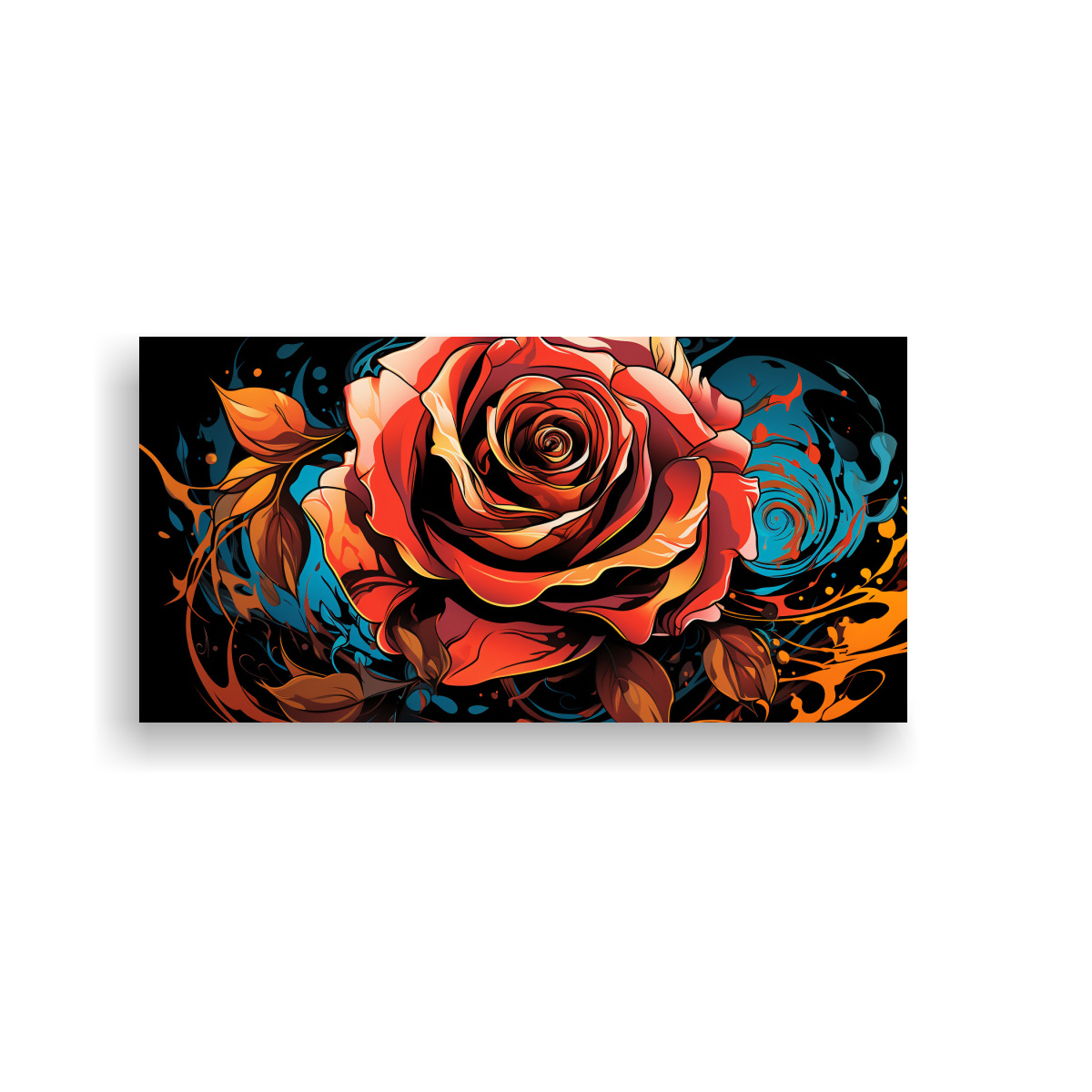 PINTURA EN TELA DE DISEÑO DE ROSA ESTILO GRAFFITI 80X40CM - 1