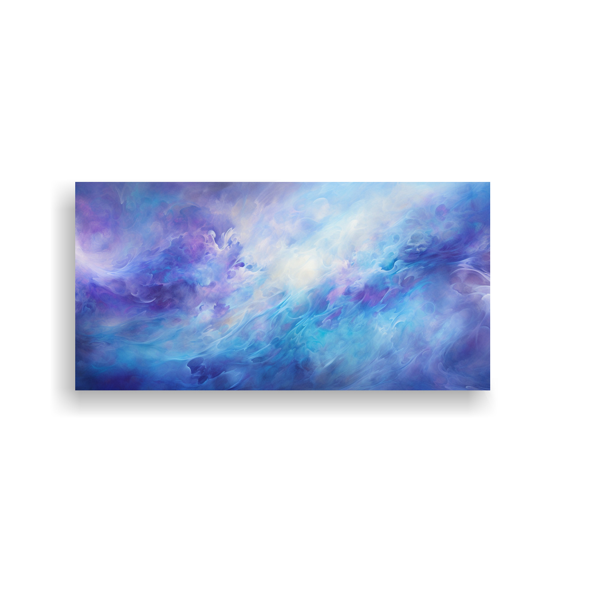PINTURAS DECORATIVAS CANVA: PATRONES ABSTRACTOS HORIZONTALES DE REMOLINOS EN AZULES CELEST 100X50CM - 1