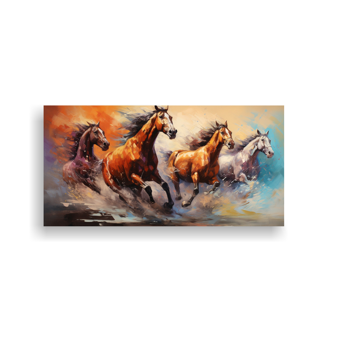 PINTURAS CABALLOS ABSTRACTOS EN MOVIMIENTO DE COMPOSICIÓN 40X20CM - 1