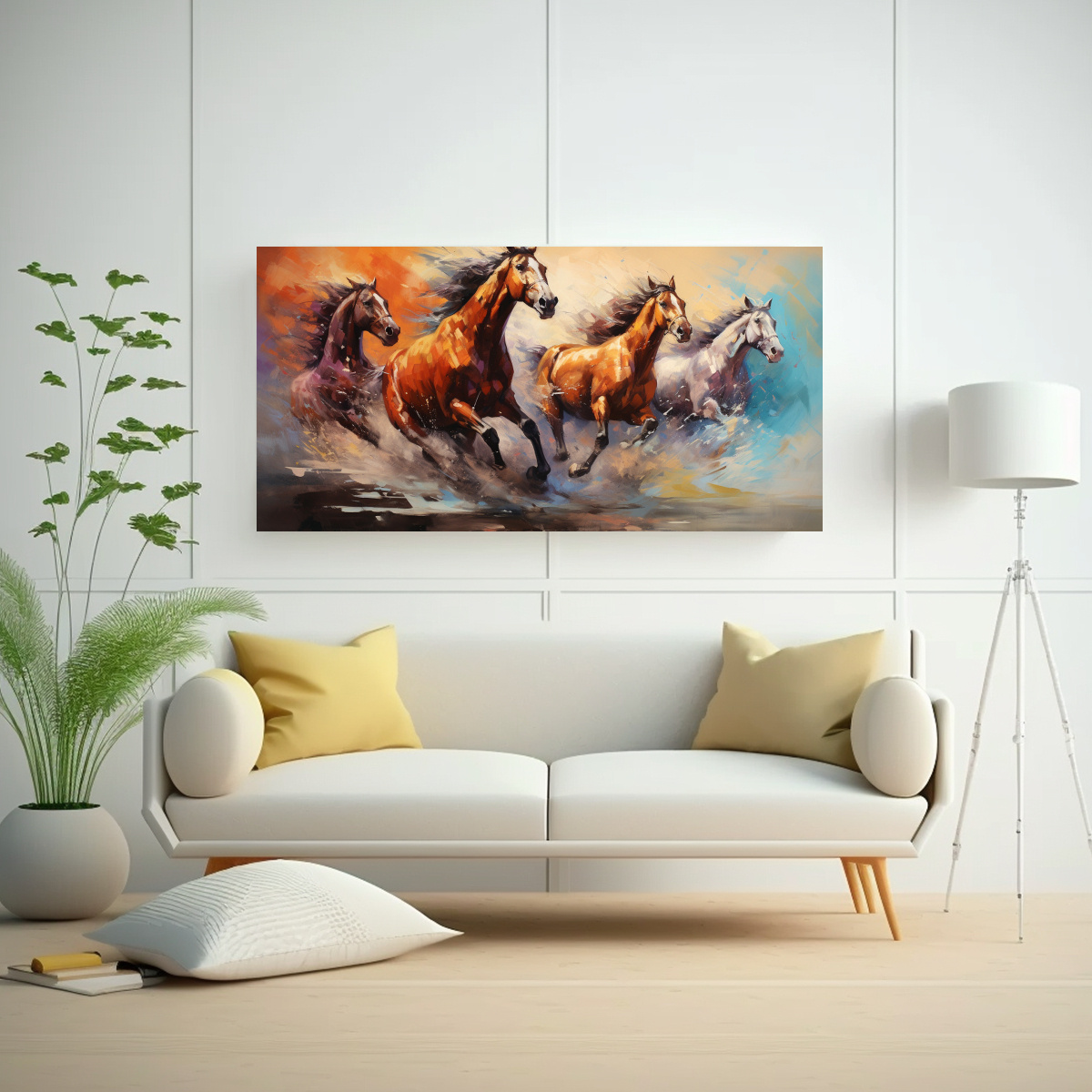 PINTURAS CABALLOS ABSTRACTOS EN MOVIMIENTO DE COMPOSICIÓN 40X20CM - 2