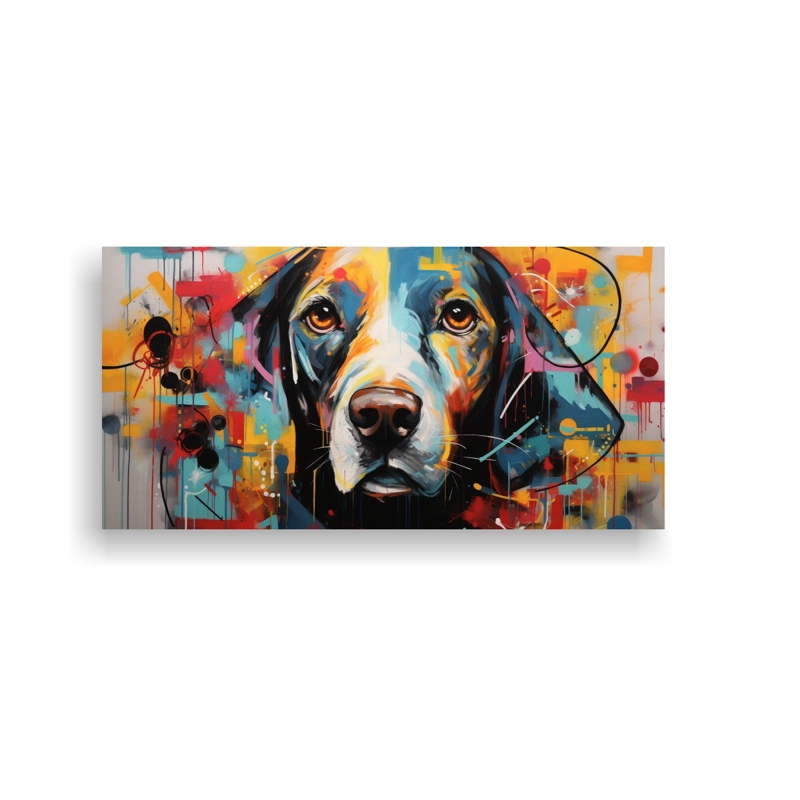 CUADROS PERROS ABSTRACTOS EN BASTIDOR DE TELA 100X50CM - 1