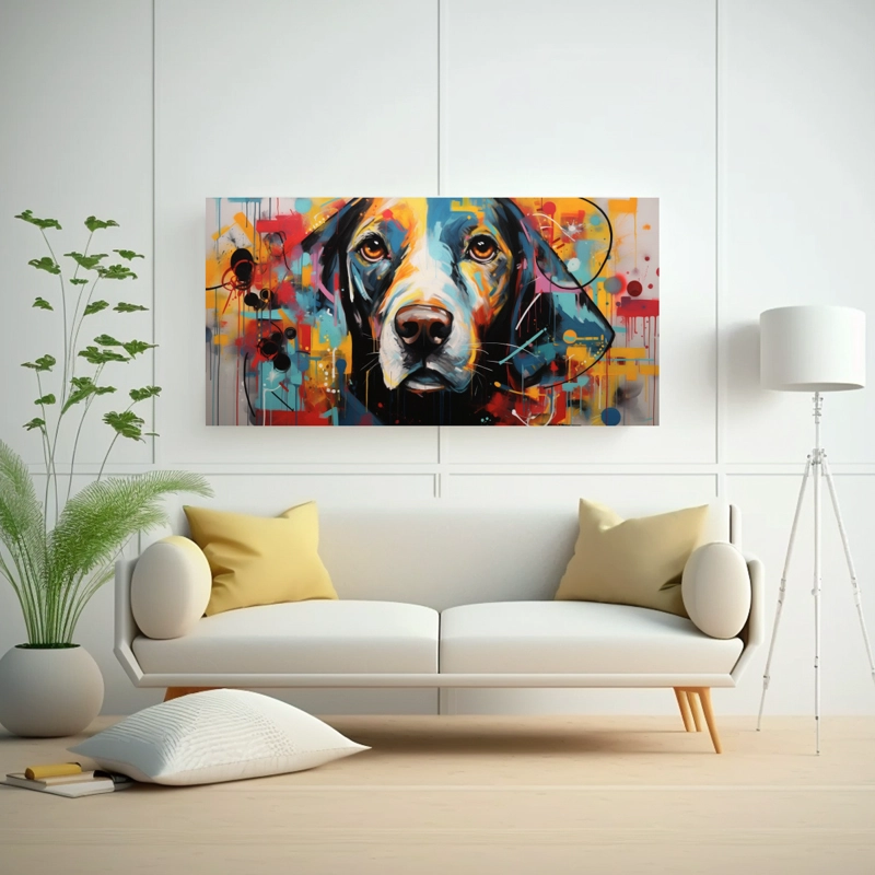CUADROS PERROS ABSTRACTOS EN BASTIDOR DE TELA 100X50CM - 2