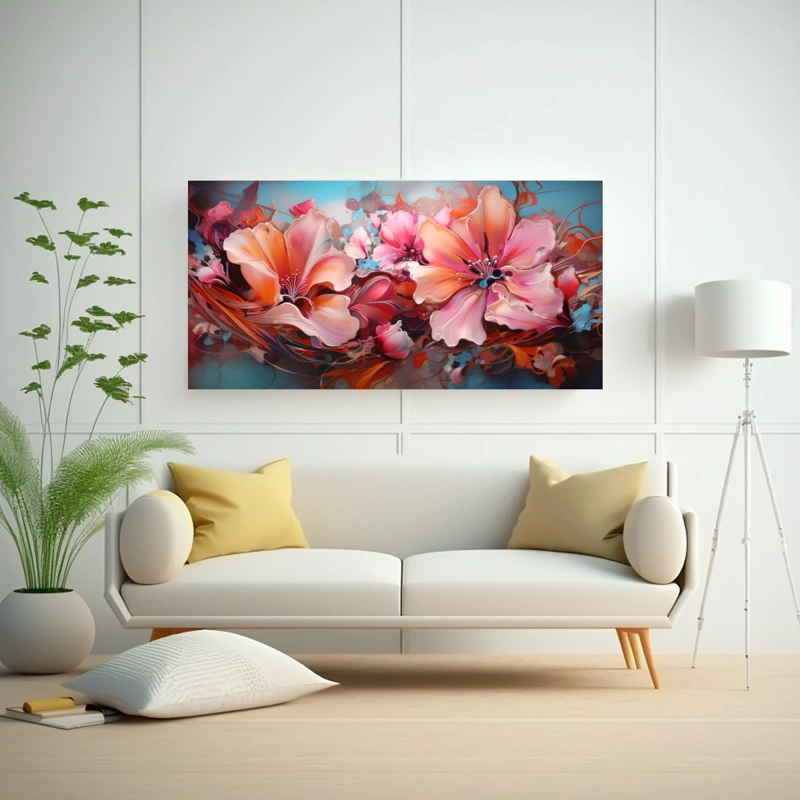 CUADROS DE FLORES MODERNOS ABSTRACTOS  ARTE DE PARED MAJESTUOSAS 120X60CM - 2