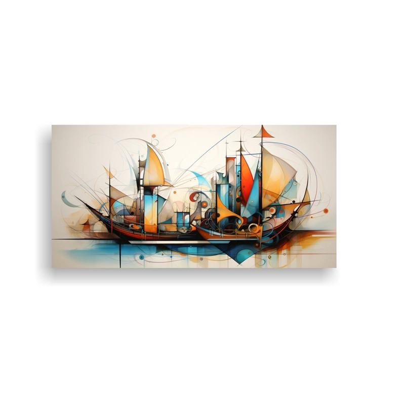 CUADROS ABSTRACTOS DE BARCOS PARA DECORACIÓN DE PARED 60X30CM - 1