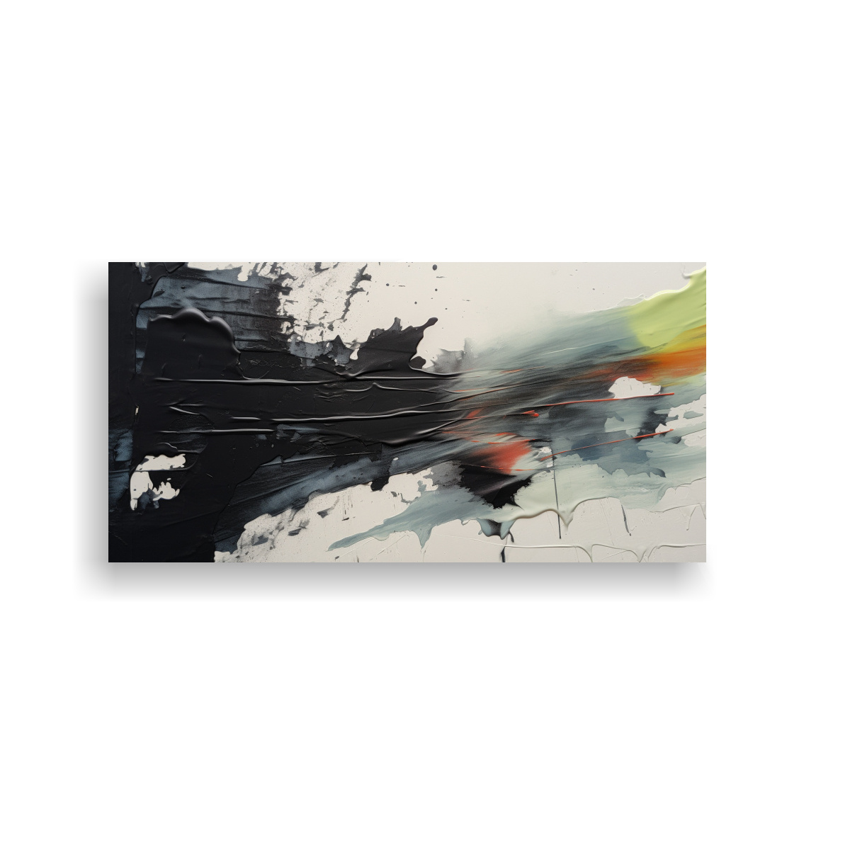 PINTURAS DECORATIVAS LIENZO MOVIMIENTO FULL COLOR CON TRAZOS SUELTOS GESTUALES DE PINTURA 40X20CM - 1