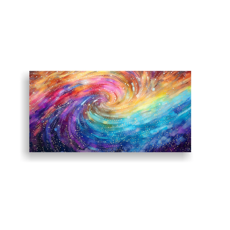 CUADRO PUNTOS LUMINOSOS ESTILO PUNTILLISMO LIQUIDO ARTESANAL 140X70CM - 1