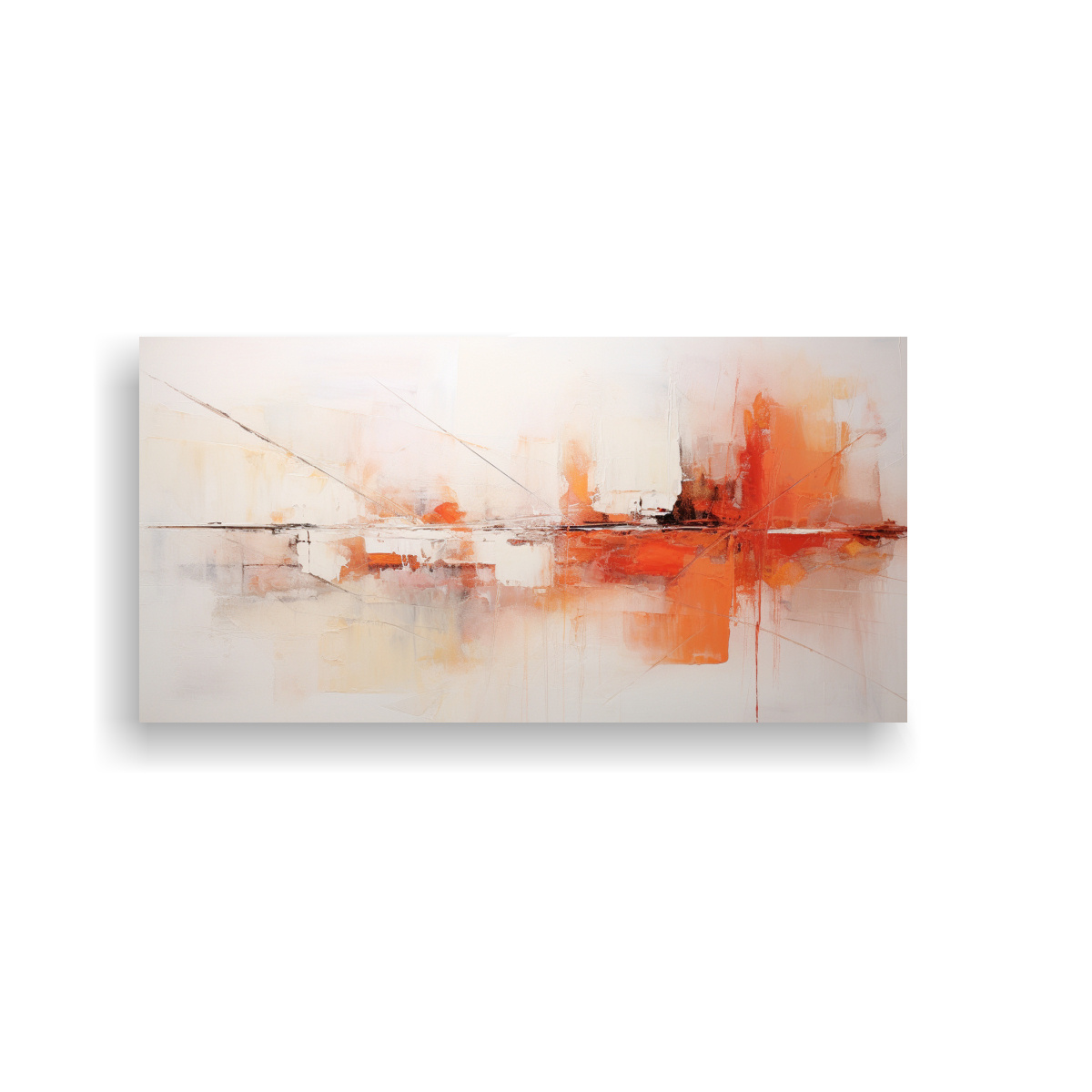 CUADRO ABSTRACTO MINIMALISTA CON ESPECTACULAR SIMETRÍA EN ESTILO BOHO DE ÓLEO. 120X60CM - 1