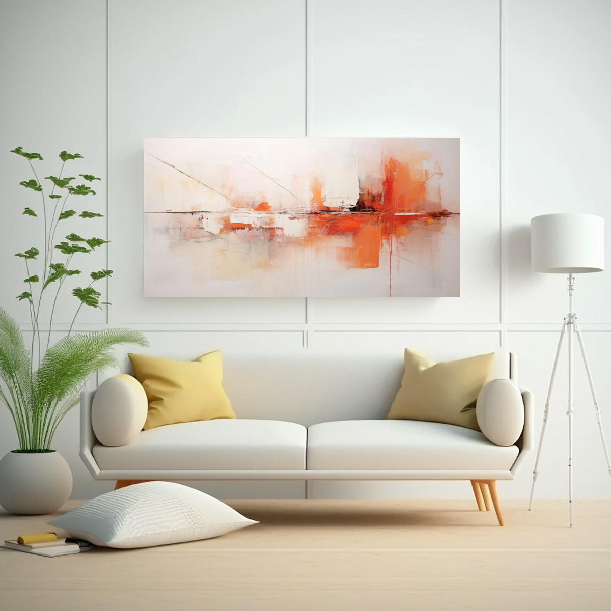 CUADRO ABSTRACTO MINIMALISTA CON ESPECTACULAR SIMETRÍA EN ESTILO BOHO DE ÓLEO. 120X60CM - 2