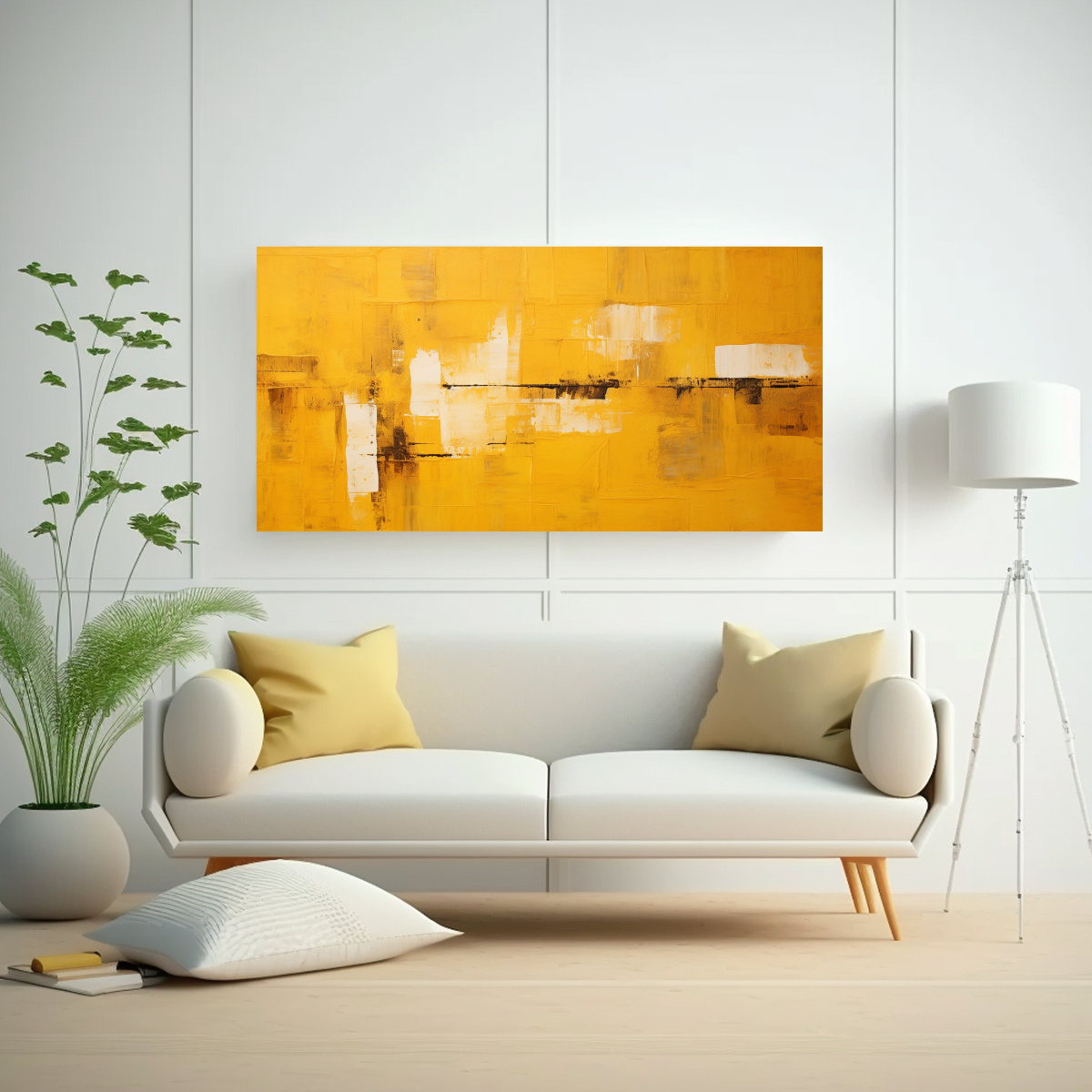 CUADRO ABSTRACTO AMARILLO INSPIRADOR PARA LA DECORACIÓN 100X50CM - 2