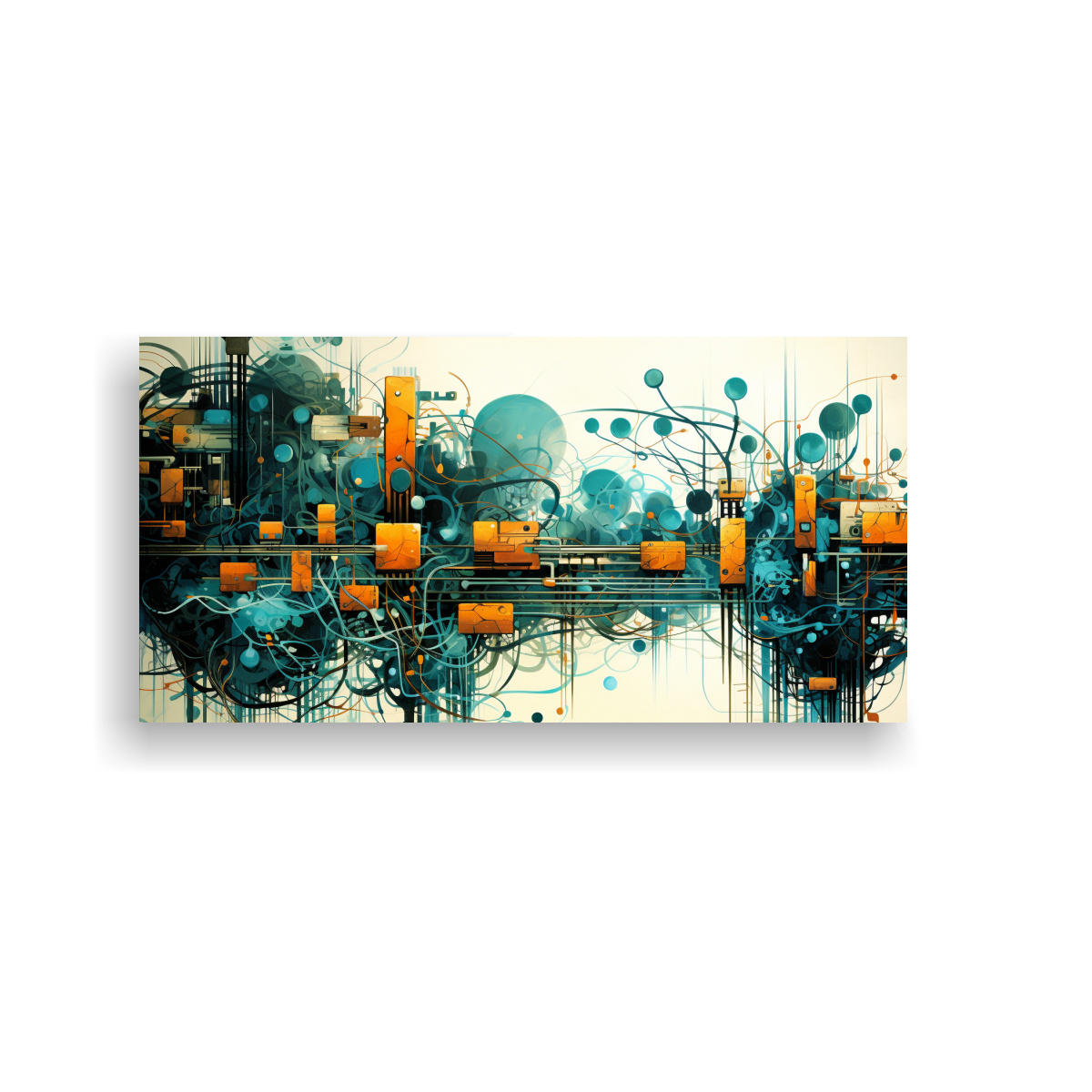 PINTURAS DECORATIVAS DE FUSIÓN ABSTRACTA DE TECNOLOGÍA Y NATURALEZA EN SALA 120X60CM - 1