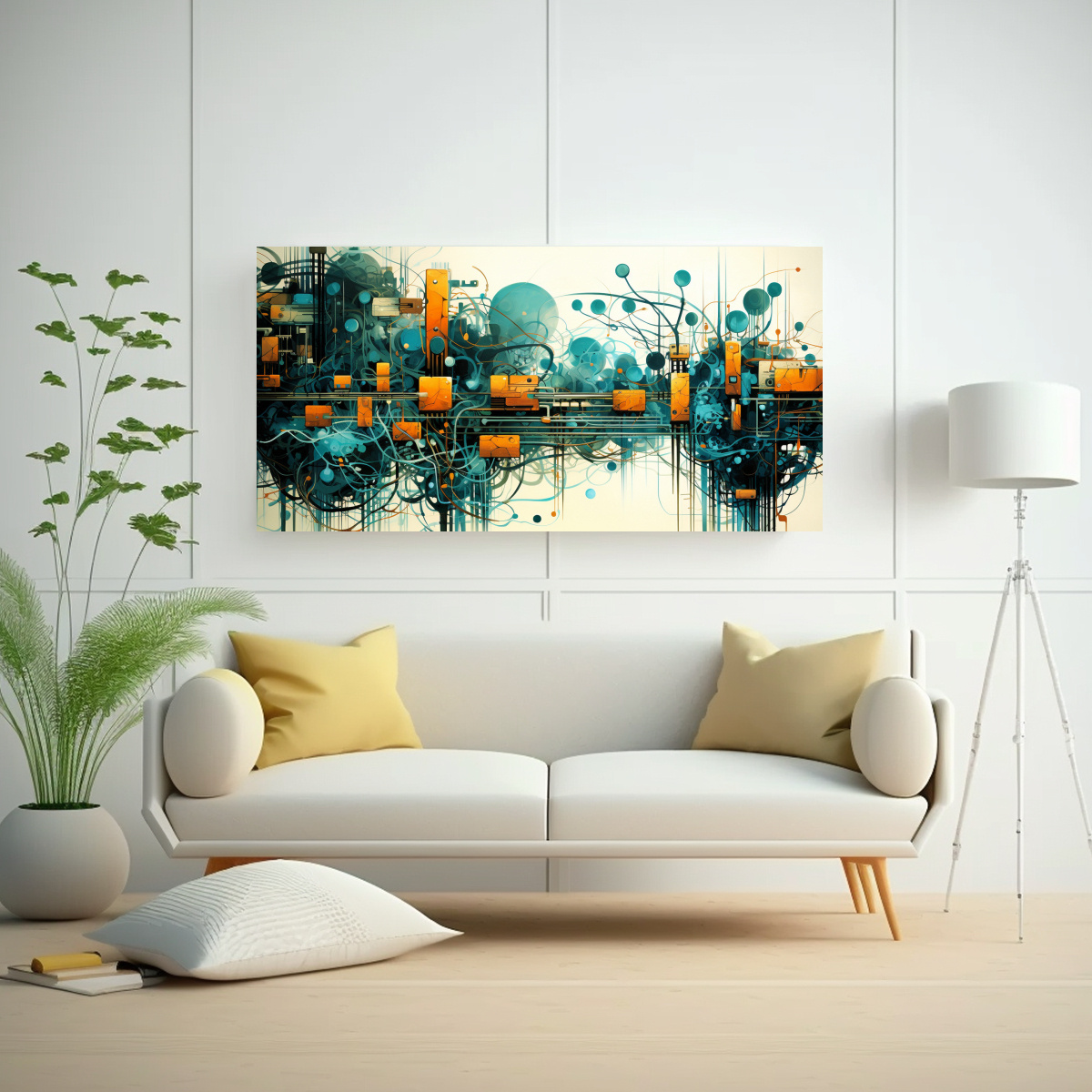 PINTURAS DECORATIVAS DE FUSIÓN ABSTRACTA DE TECNOLOGÍA Y NATURALEZA EN SALA 120X60CM - 2