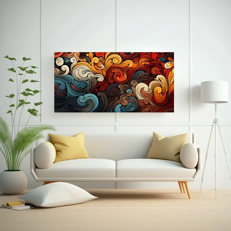 CUADROS MODERNOS DE LIENZO CON PATRONES COMPLEJOS DE ARTE POP ABSTRACTO Y GRÁFICOS DE ALT 40X20CM - 2