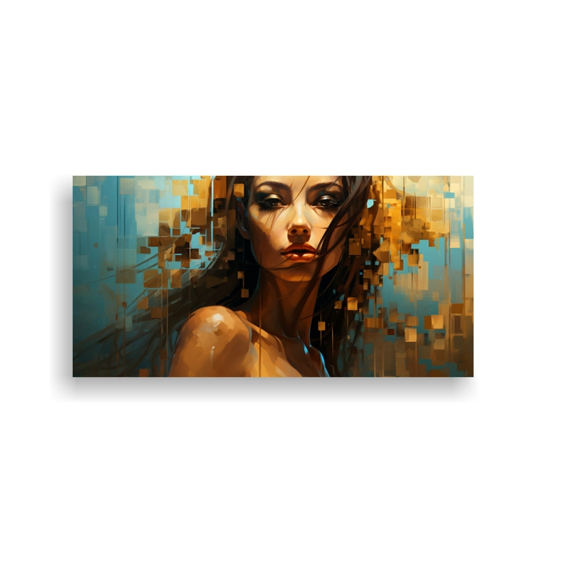 CUADRO ABSTRACTO VITALIDAD CON TELA SUBLIMADA EN TONOS MARRONES Y AZULES 160X80CM - 1