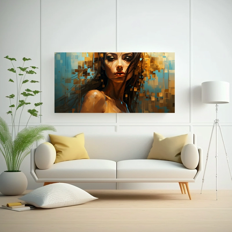 CUADRO ABSTRACTO VITALIDAD CON TELA SUBLIMADA EN TONOS MARRONES Y AZULES 160X80CM - 2