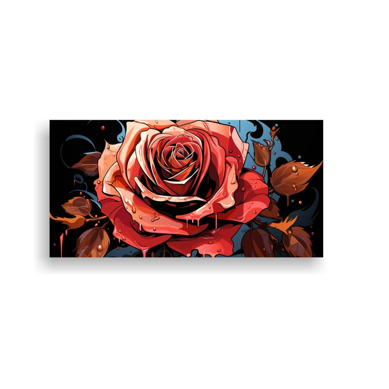 CUADRO TONOS DURADERO, DISEÑA UNA ROSA DE ESTILO GRAFFITI PERFECTA PARA DECORAR. 40X20CM - 1