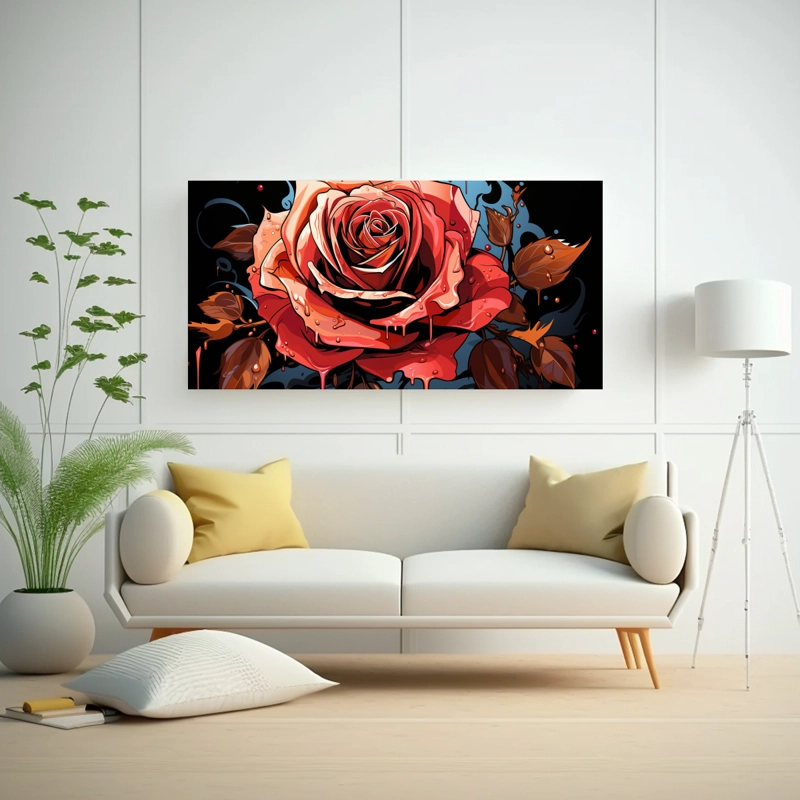 CUADRO TONOS DURADERO, DISEÑA UNA ROSA DE ESTILO GRAFFITI PERFECTA PARA DECORAR. 40X20CM - 2