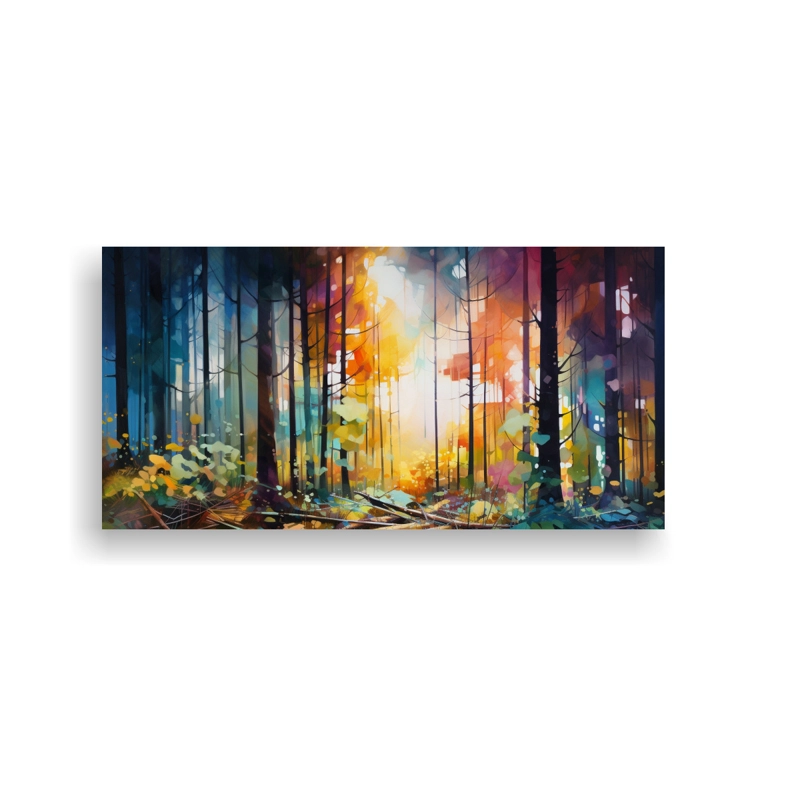 CUADRO ABSTRACTO SUBLIMADO DEL BOSQUE ILUMINADO POR EL SOL 140X70CM - 1
