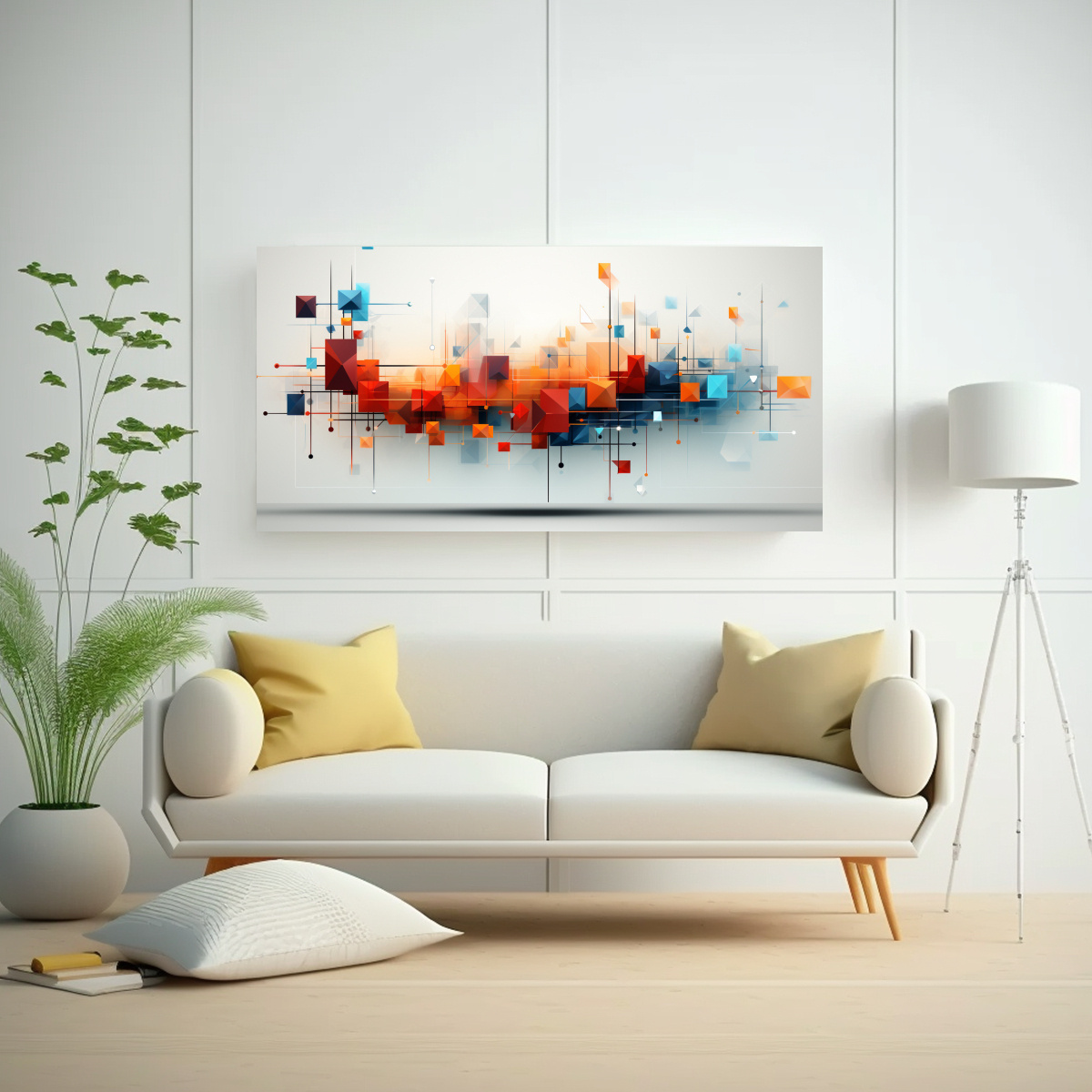 PINTURA DECORATIVA DE CUADRO HORIZONTAL MODERNO ATMJD87953 PARA HABITACIÓN CON FONDO DE T 100X50CM - 2