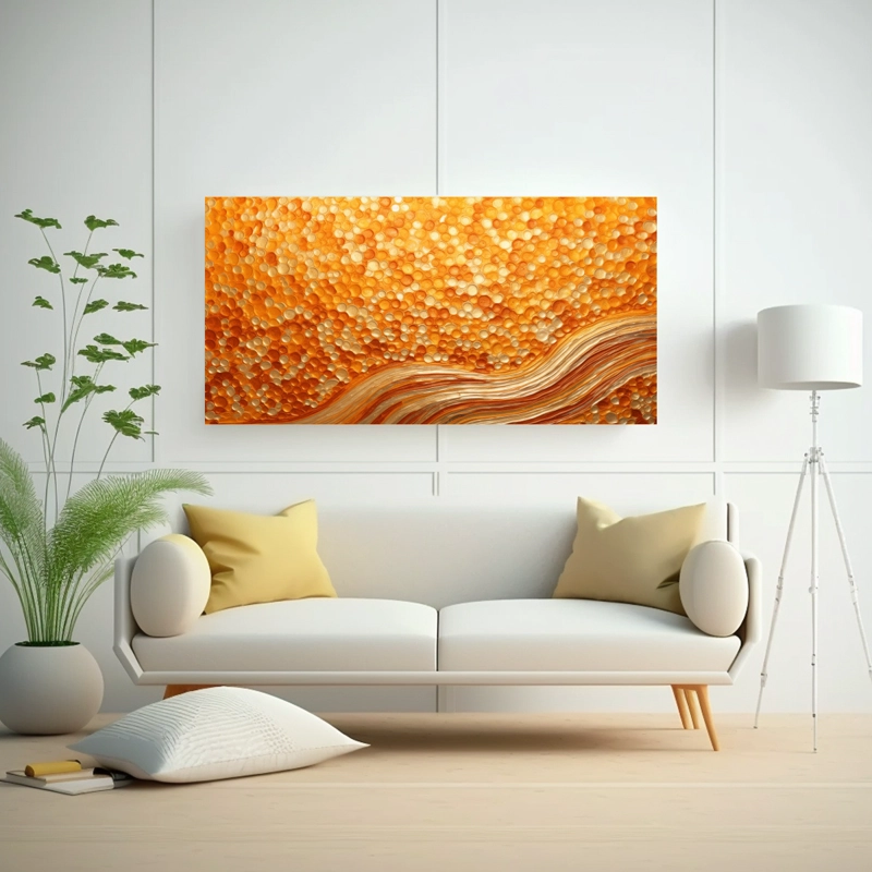 CUADRO DECORATIVO ESTILO PUNTILLISMO LUMINOSO HECHO CON LÍQUIDOS. 80X40CM - 2