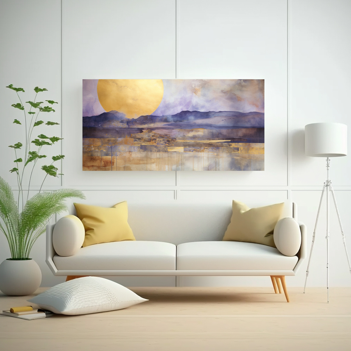 PINTURA INSPIRADORA CON ACUARELA PÚRPURA, VERDE AZULADO Y DORADO 40X20CM - 2