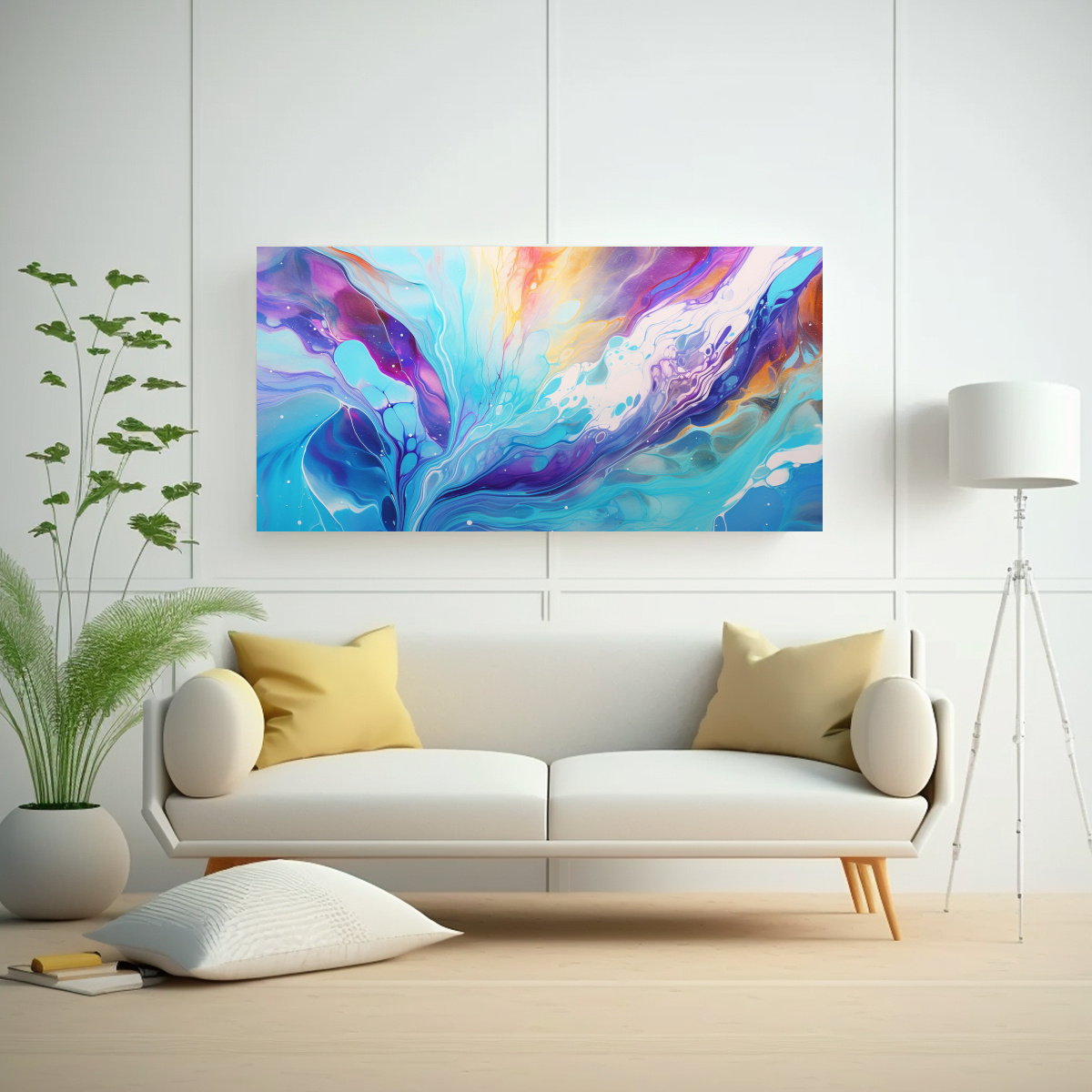ARTE DE PARED CUADRO ABSTRACTA DE PINTURA ACRYLIC POUR CON IRIS HIPERREALISTA 140X70CM - 2