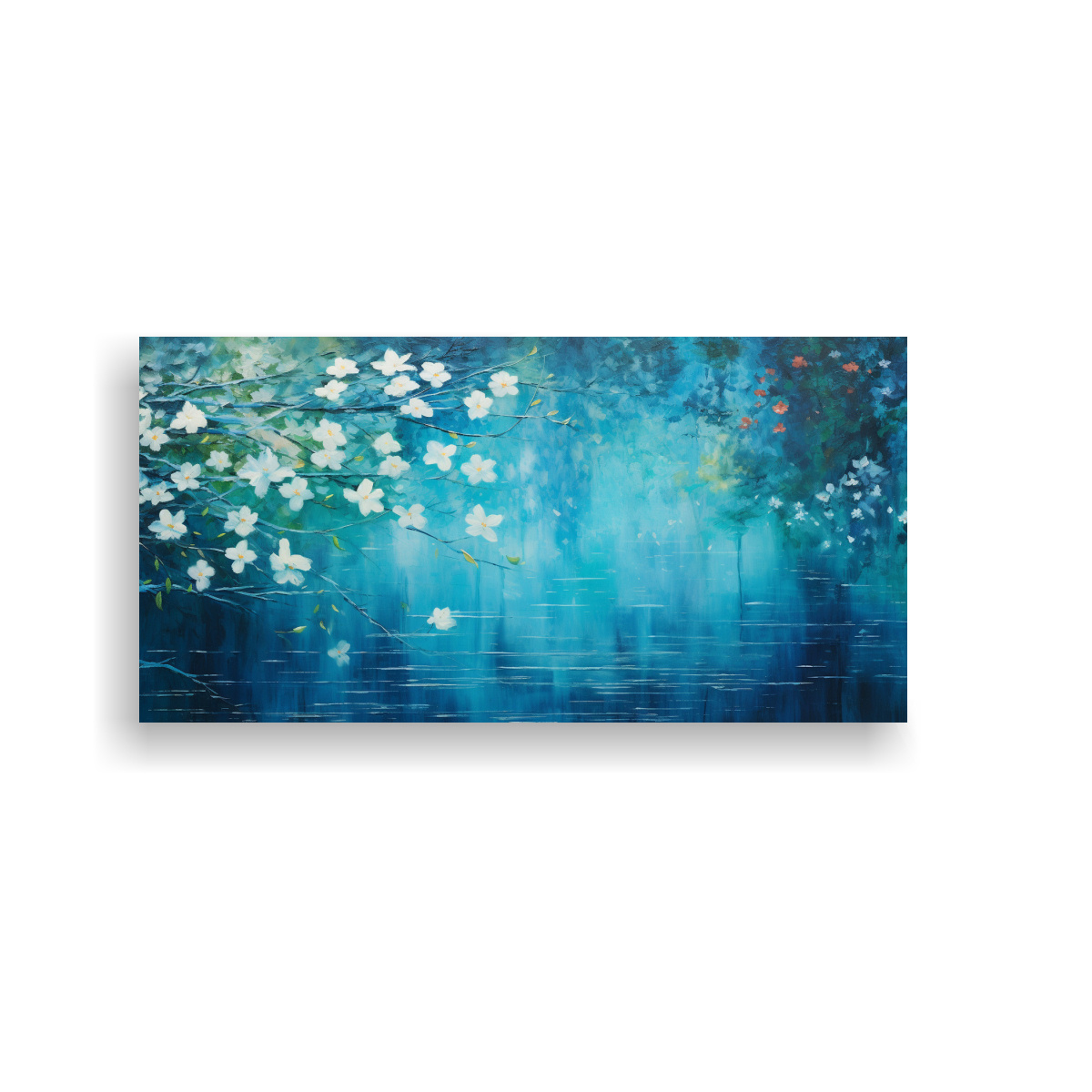 PINTURA DECORATIVA EN BASTIDOR DE FORMA ABSTRACTA FUSIONANDO EL IMPRESIONISMO Y EL AZUL AC 140X70CM - 1
