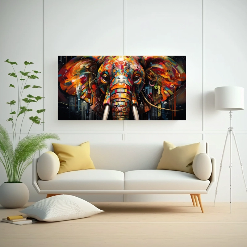 OBRA MAESTRA ELEFANTE ABSTRACTO EN CUADRO 40X20CM - 2