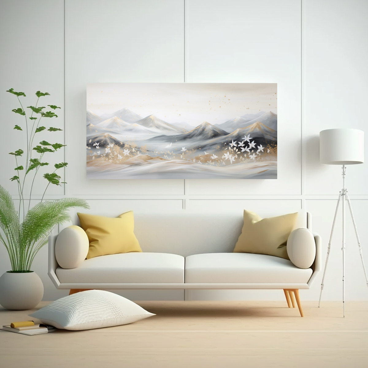 PINTURA EN BASTIDOR DE PAISAJE DE MONTAÑA CON ESTILO ELEGANTE 140X70CM - 2