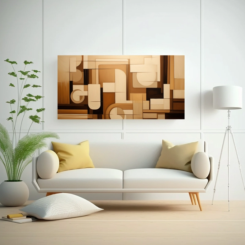 CUADROS ABSTRACTOS EN TONOS BEIGE, PATRÓN INTENSO 140X70CM - 2