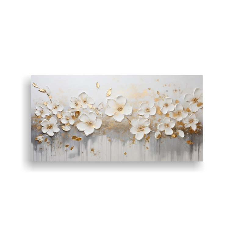 CUADRO ESPECTACULAR COMPOSICIÓN EQUILIBRADA PINTURA ACRÍLICA SIN COSTURAS EN BLANCO 40X20CM - 1