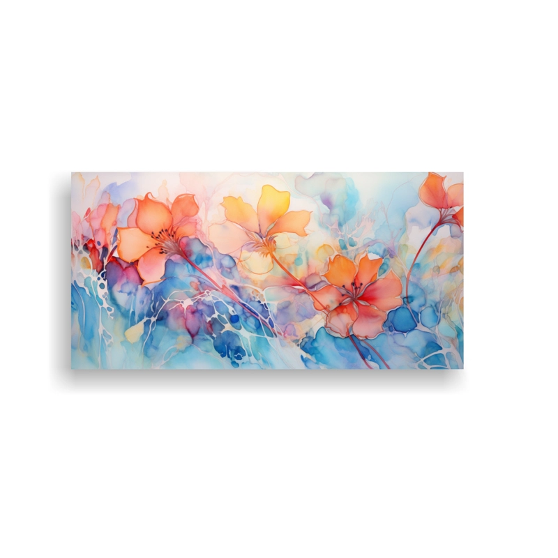 CUADRO MOVIMIENTO IMPACTO VISUAL REPRESENTACIÓN ABSTRACTA DE UN ARREGLO FLORAL I. 60X30CM - 1