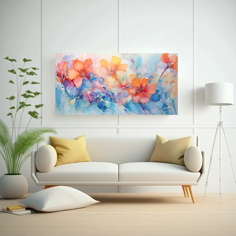 CUADRO MOVIMIENTO IMPACTO VISUAL REPRESENTACIÓN ABSTRACTA DE UN ARREGLO FLORAL I. 60X30CM - 2