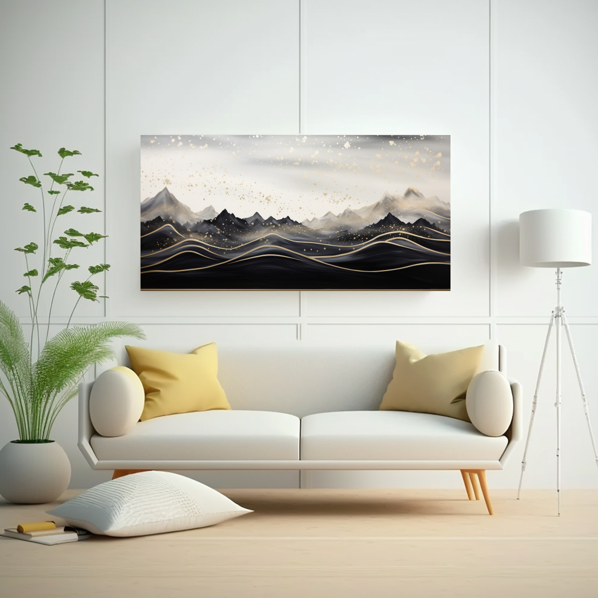 PINTURA MODERNA PAISAJE MONTAÑA CON ESTILO ELEGANTE Y COLORES VIBRANTES 100X50CM - 2