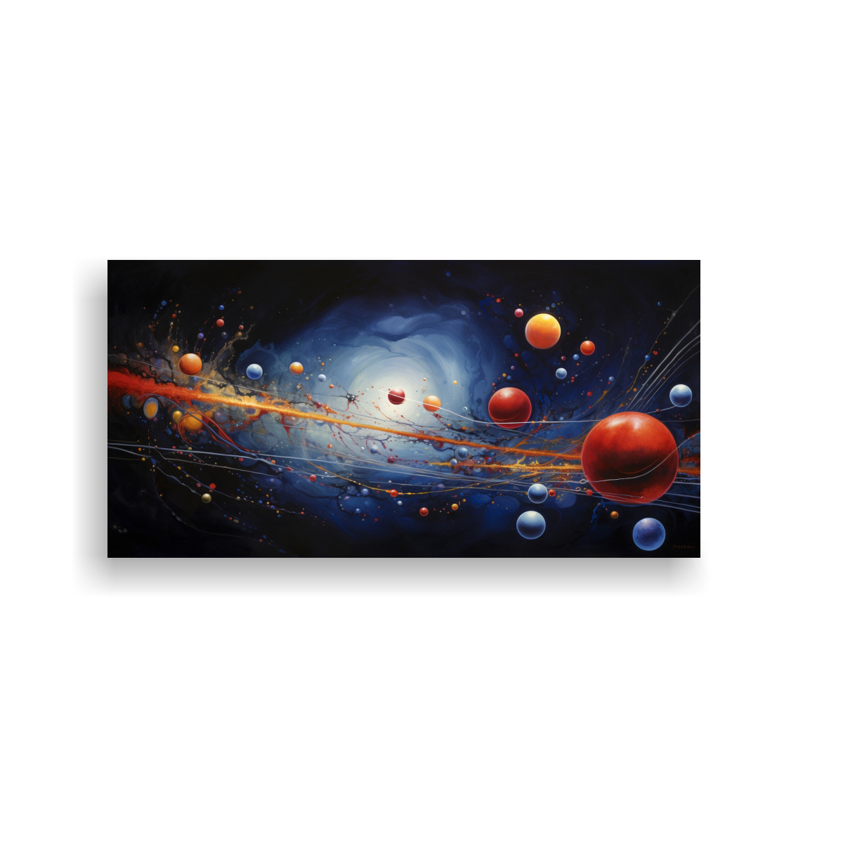 CUADRO ABSTRACTO COLORES VIBRANTES SISTEMA PLANETARIO LEJANO 100X50CM - 1
