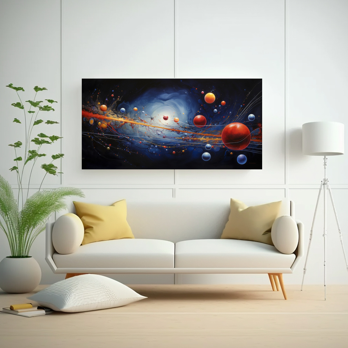 CUADRO ABSTRACTO COLORES VIBRANTES SISTEMA PLANETARIO LEJANO 100X50CM - 2
