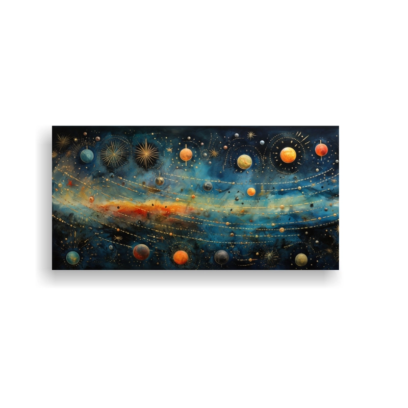 PINTURA ABSTRACTA CELESTIAL EN BASTIDOR CON RELIEVE 100X50CM - 1
