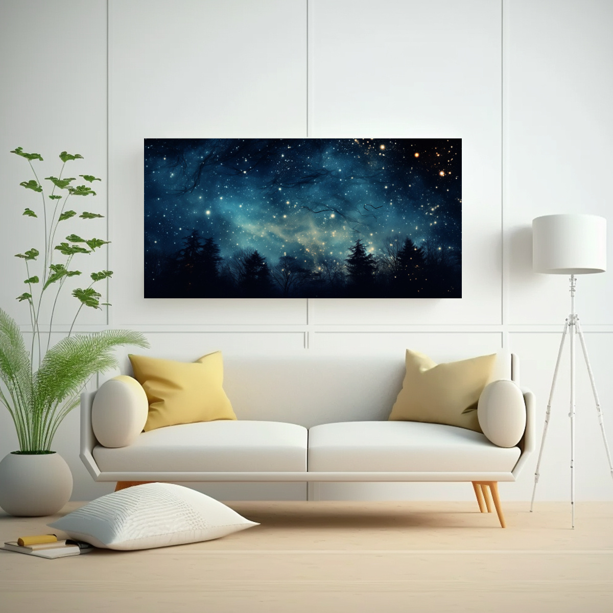 1 CUADRO HERMOSO VISUAL LA ETÉREA LUMINOSIDAD DE CONSTELACIONES ABSTRACTAS EN UNA PINTURA 120X60CM - 2