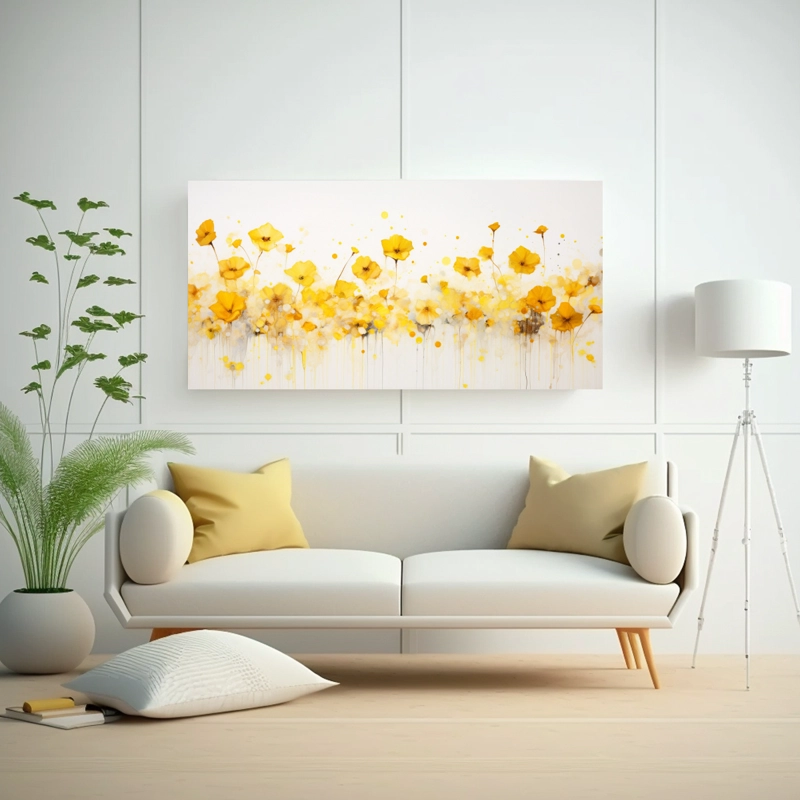 PINTURA ACRÍLICA DE LIENZO, ELEGANTE COMPOSICIÓN SOBRE TELA BLANCA 100X50CM - 2