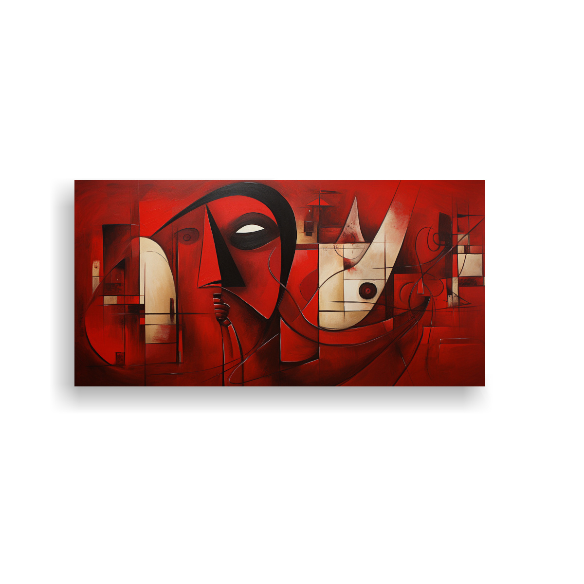 ARTE COMEDOR CUADROS ABSTRACTOS ROJOS 100X50CM - 1