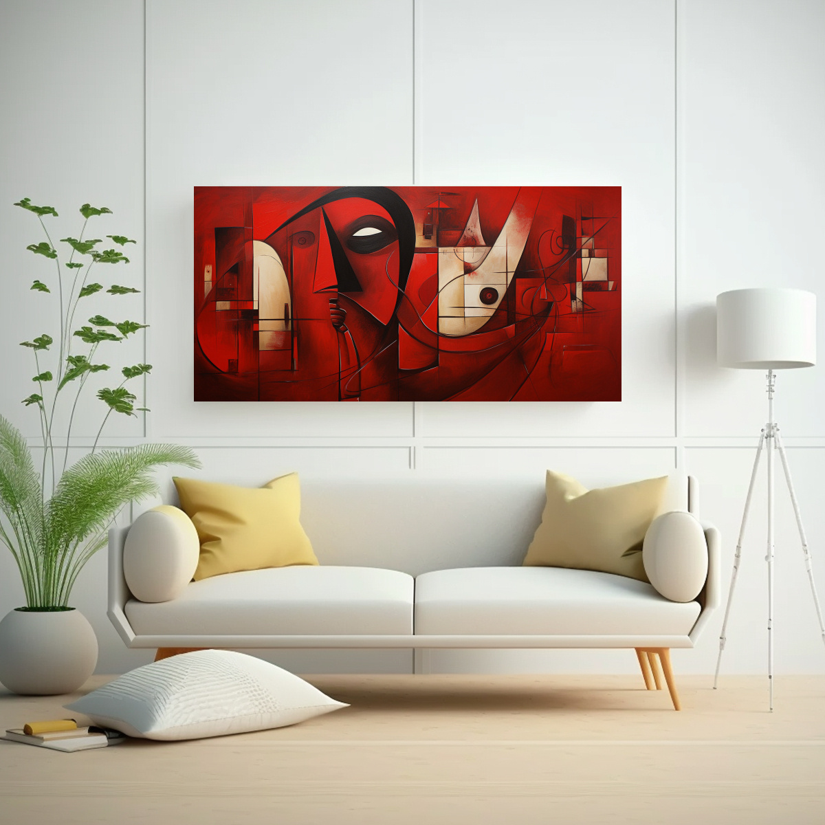 ARTE COMEDOR CUADROS ABSTRACTOS ROJOS 100X50CM - 2