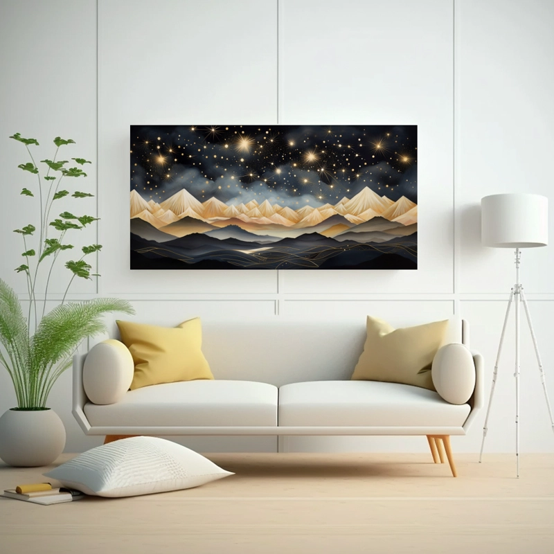 PAISAJE DE MONTAÑA ELEGANTE CON ESTILO DECORATIVO  CUADRO HERMOSO ALEGRÍA 100X50CM - 2