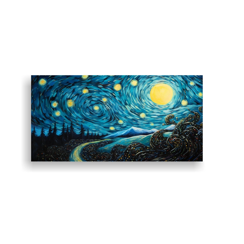 CUADRO PATRON INTENSO A BLACKBERRY FRUIT INSPIRADO EN NOCHE ESTRELLADA DE VINCE 80X40CM - 1