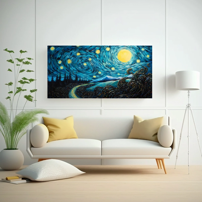 CUADRO PATRON INTENSO A BLACKBERRY FRUIT INSPIRADO EN NOCHE ESTRELLADA DE VINCE 80X40CM - 2