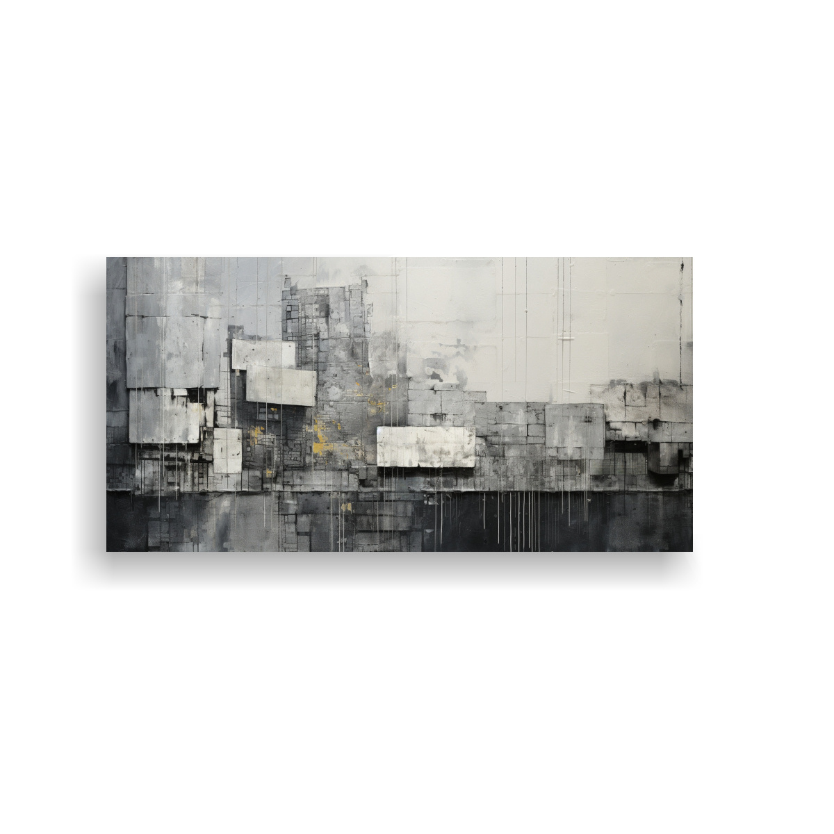 CUADRO ABSTRACTO CON COLLAGE DE TEXTURAS EN TONOS GRISES URBANOS 60X30CM - 1