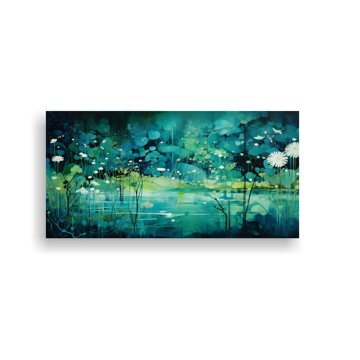 PINTURA DE PARED IMAGEN URBANO FELIZ TRANQUILO AZUL VERDE 60X30CM - 1