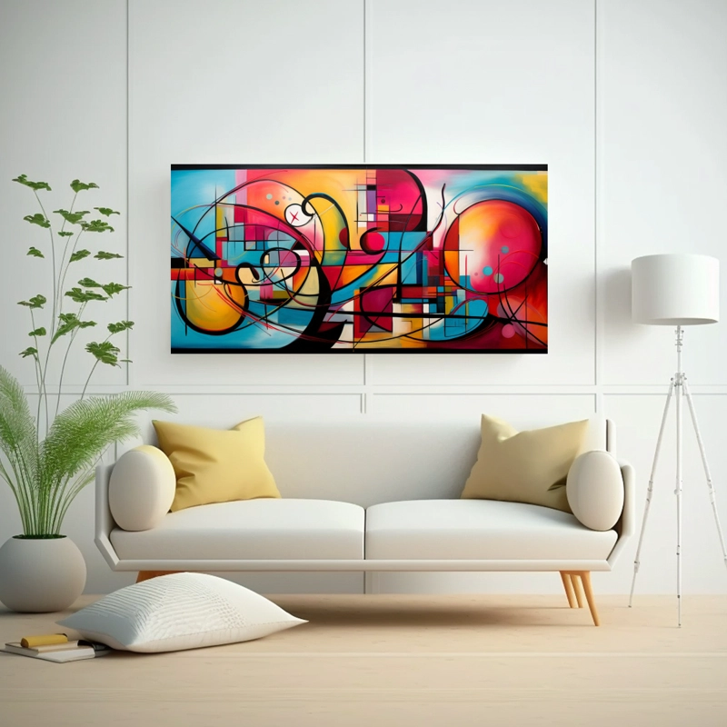 CUADROS ABSTRACTOS COLORIDOS: COMPOSICIÓN INSPIRADORA 140X70CM - 2