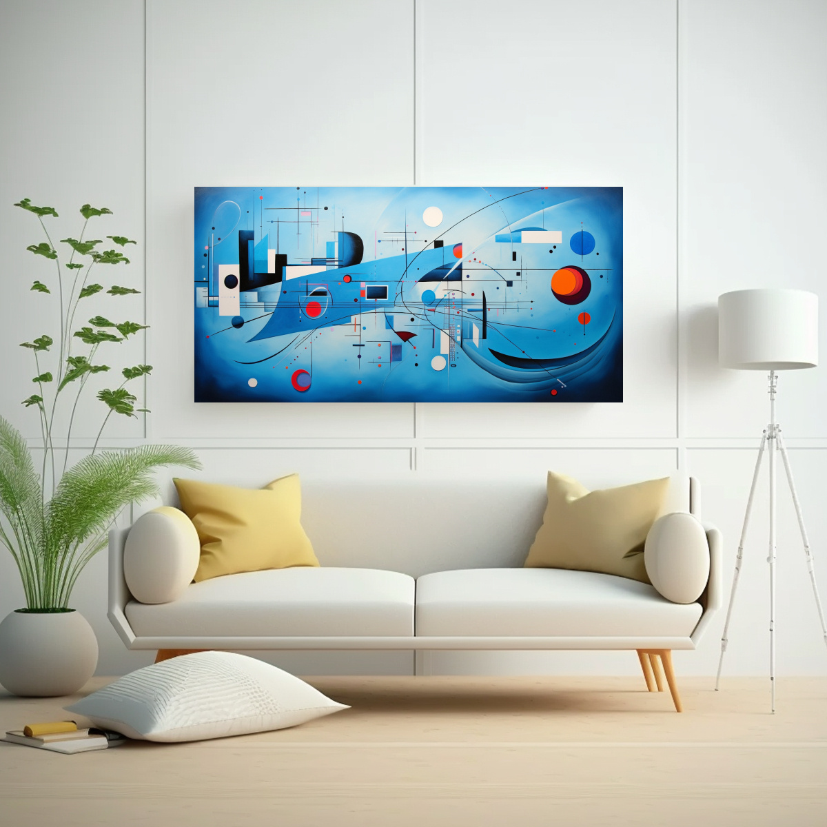 CUADRO ABSTRACTO AZUL REFINED BLUE ABSTRACT PAINTING IN THE STYLE OF 100X50CM - 2