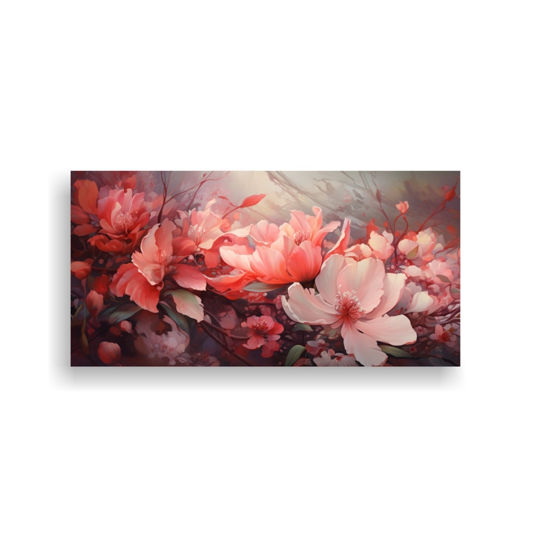 CUADROS ABSTRACTOS MODERNOS DE FLORES EN ÉPOCA DE CANVA 140X70CM - 1